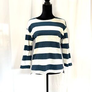 Reliance Guideboat Co. Striped Nautical Shirt- Navy and White